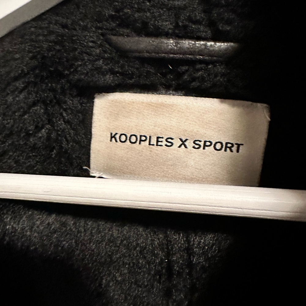 The Kooples Vegan Black Leather Aviator Jacket with Faux Shearling Trim - Picture 4 of 5